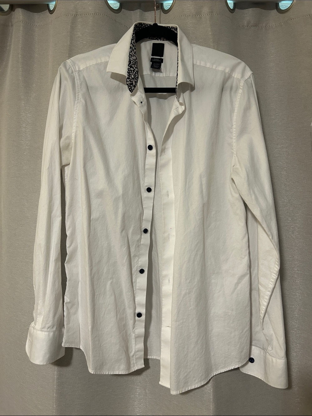 Classic White Men's Button-Down Shirt with Contrast Trim